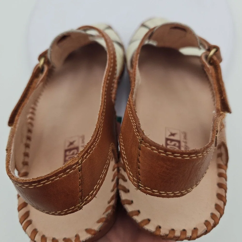 Pikolinos P. Vallarta Cream Brown Sandal Sz 9-9.5 Boho Mary Jane Cottagecore EUC